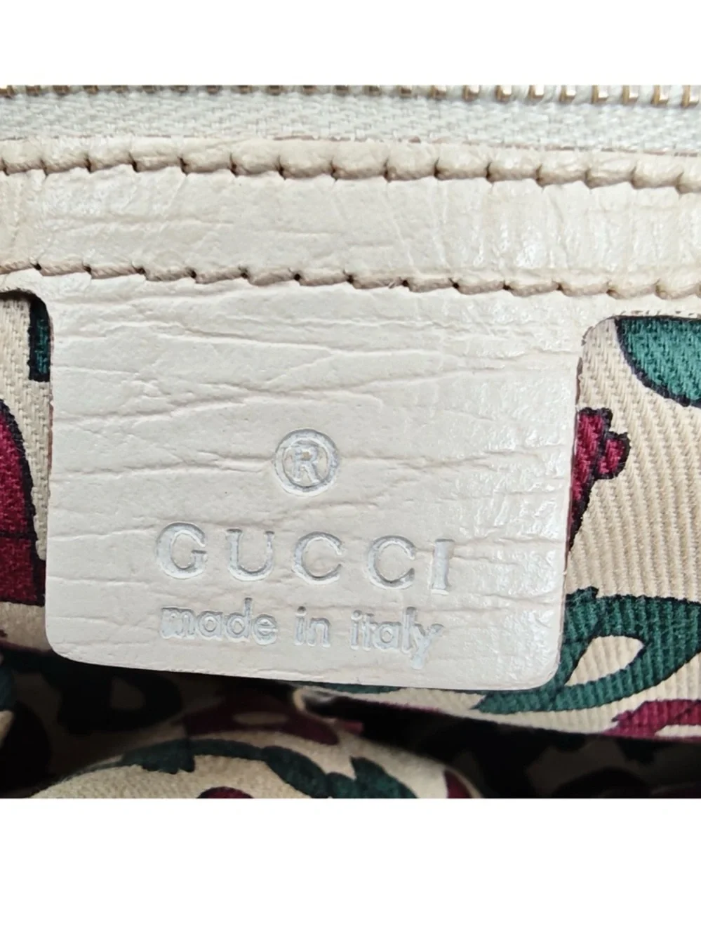 Gucci Beige GG Canvas Tote with Green-Red Stripe - Picture 10 of 14